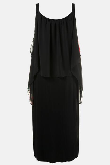 Strandkleid, Exotikdruck, Jersey, Chiffon-Oberlage