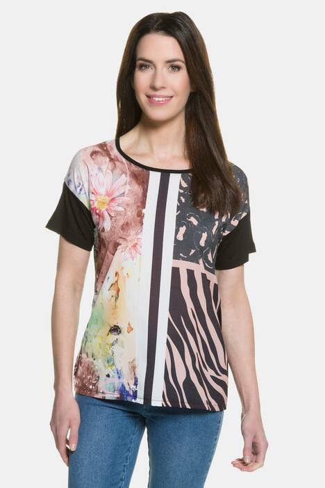 T-Shirt, Mustermmix, weite Passform, Halbarm