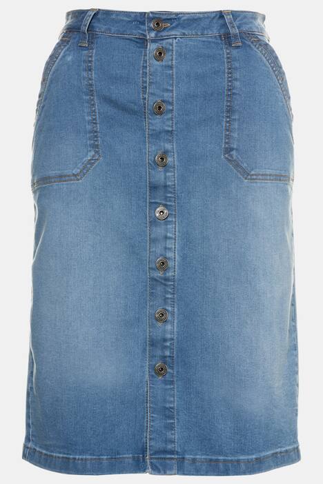 Jeansrock, Knopfleiste, gerade Form, Stretchkomfort