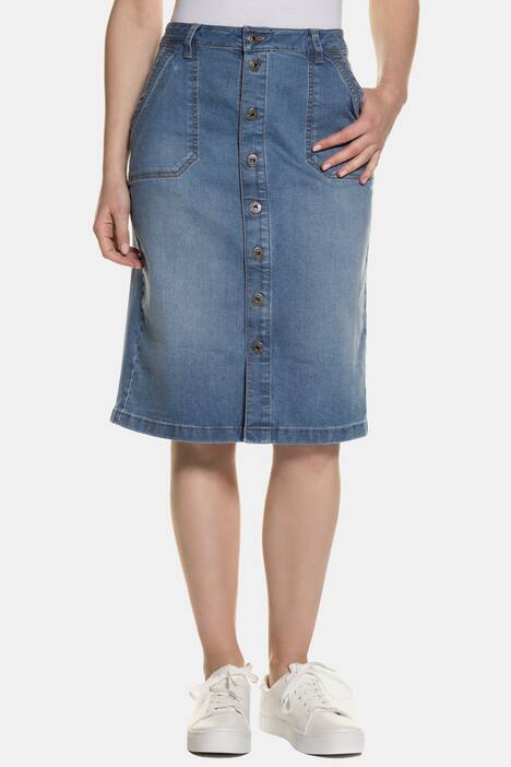 Jeansrock, Knopfleiste, gerade Form, Stretchkomfort