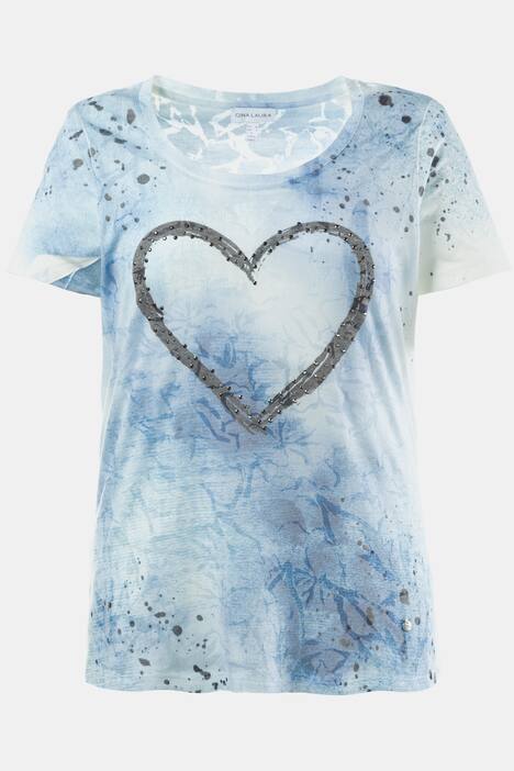 T-Shirt, Herzmotiv, feine Ausbrenner-Qualität