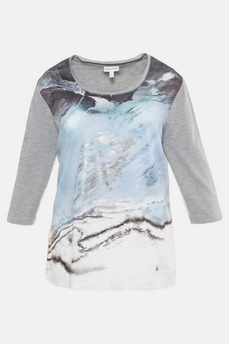 Shirt, Fantasie-Druck, 3/4-Arm, Materialmix