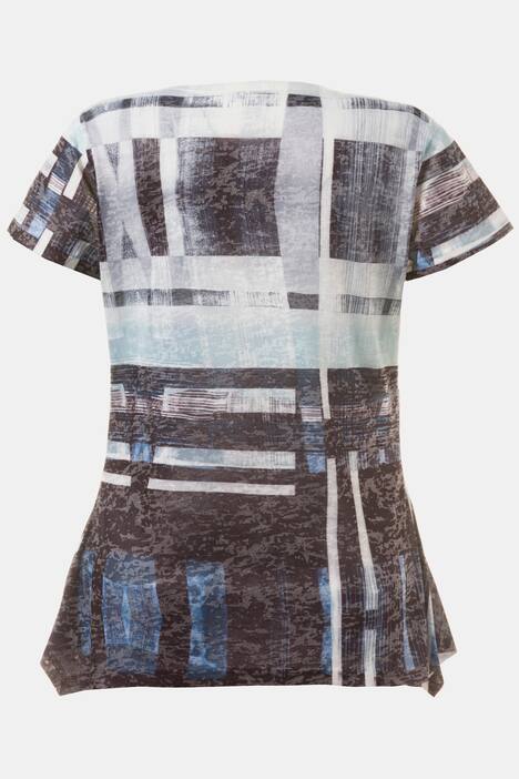T-Shirt, geometrischer Druck, A-Linie, Glitzersteine
