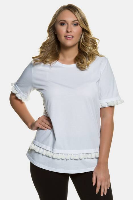 T-Shirt, Quastenborte, Jersey, reine Biobaumwolle