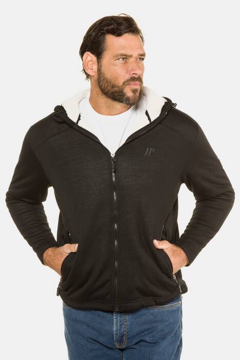 Fur Lined Zip Up Hooded Sweatshirt