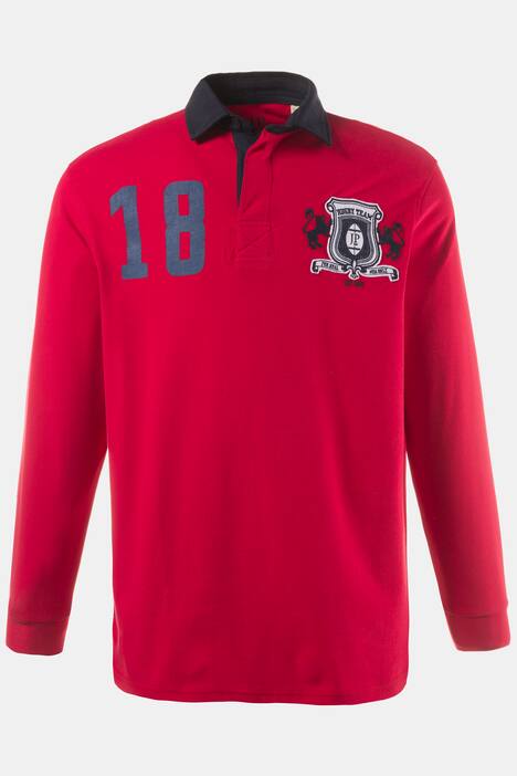 18 Number Contrast Collar Long Sleeve Polo T-shirt
