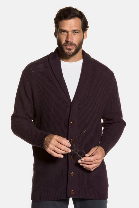 Strickjacke, Strukturstrick, Holzoptik-Knöpfe
