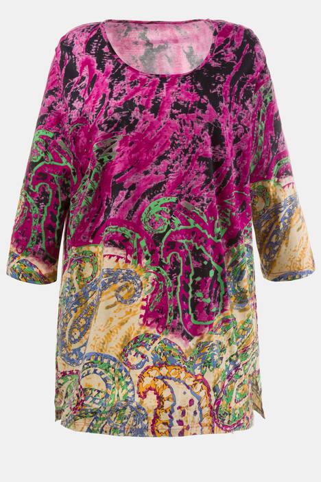 Updated Paisley Border Print Cotton Knit Tunic