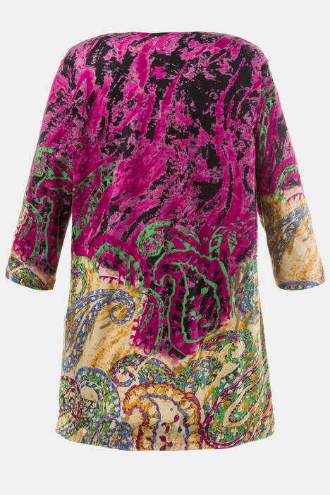 Updated Paisley Border Print Cotton Knit Tunic
