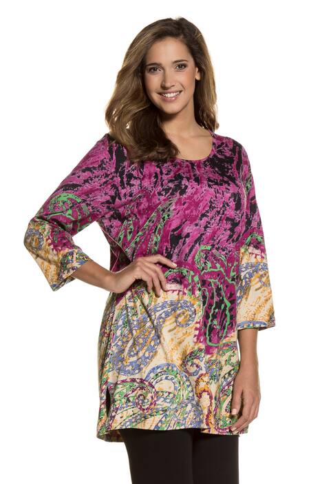 Updated Paisley Border Print Cotton Knit Tunic