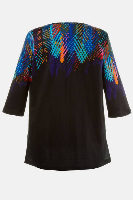 Graphic Top Border Print V-Neck Cotton Knit Tunic