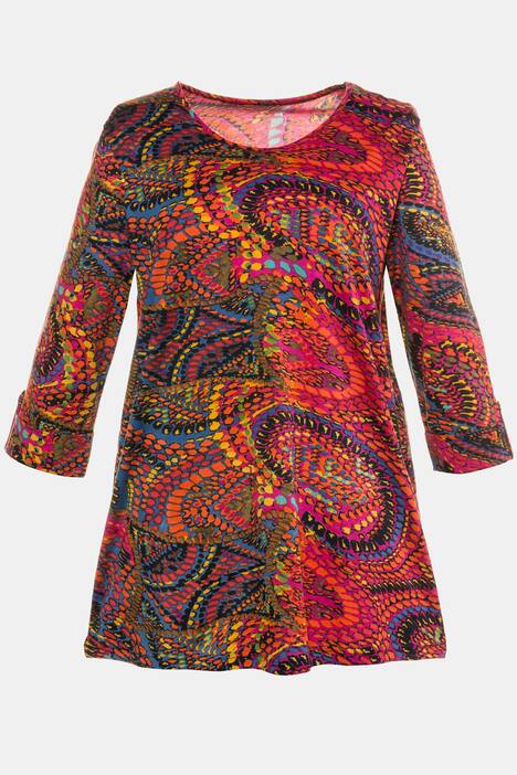 Tunika, Paisleymuster, A-Linie, Baumwolle
