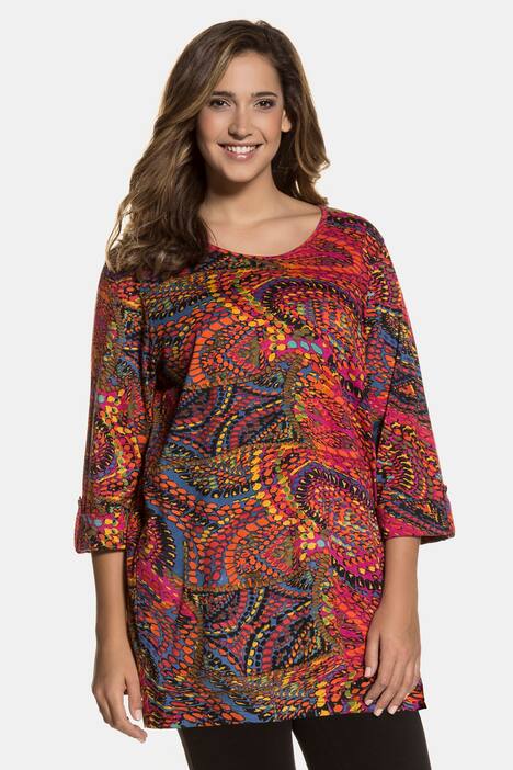 Tunika, Paisleymuster, A-Linie, Baumwolle