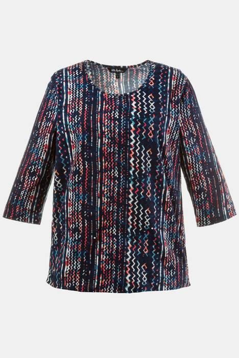 Shirt, gemustert, längere Form, 3/4-Ärmel