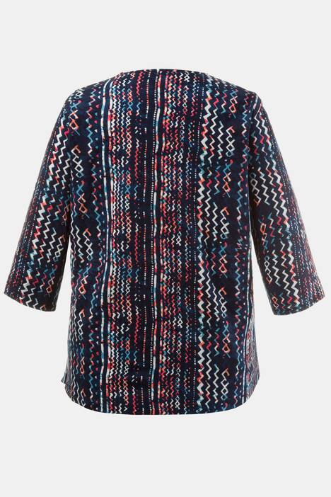Shirt, gemustert, längere Form, 3/4-Ärmel