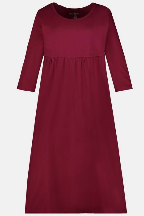 Empire Gathered Round Neck Cotton Knit Dress