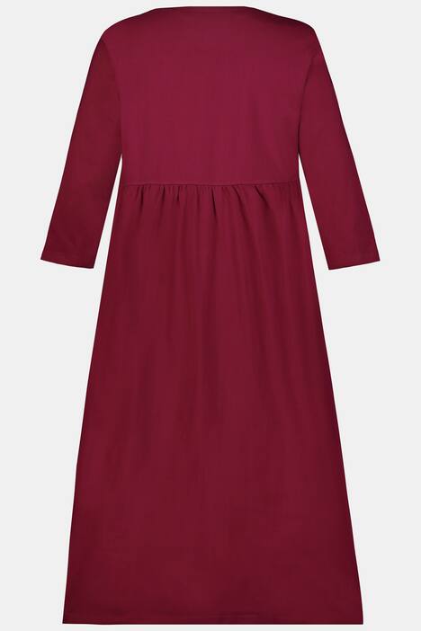 Empire Gathered Round Neck Cotton Knit Dress