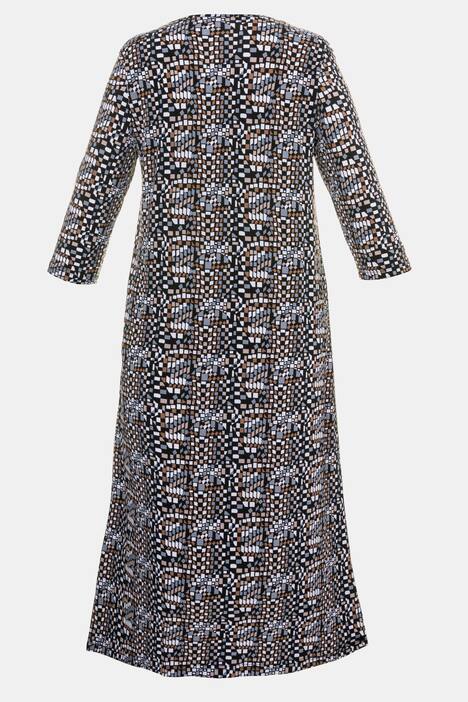 Kleid, gemusterter Jersey, 3/4-Ärmel, A-Line