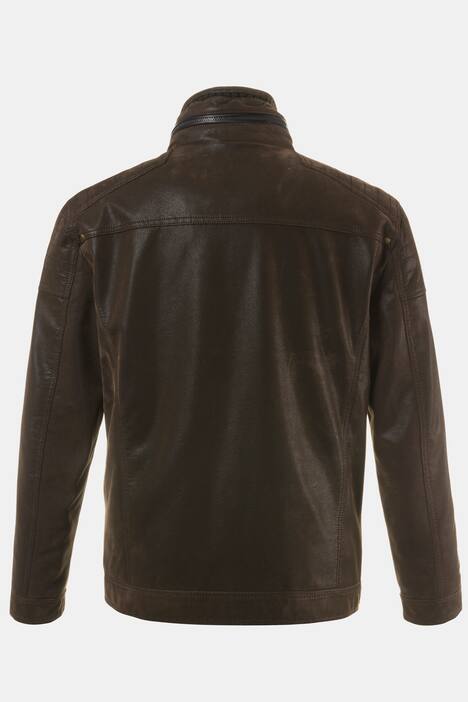 Leder-Optikjacke, Biker, Stehkragen, Zipper, Steppfutter