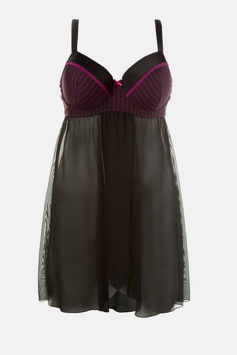 Pink Stripe Adjustable Sheer Bottom Babydoll