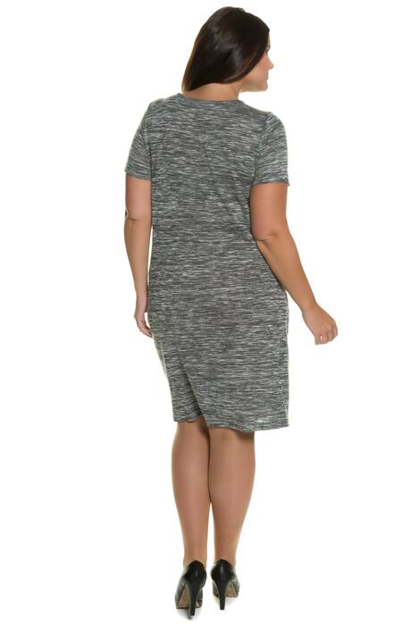 Jerseykleid, Melangeoptik, Drapierung, Halbarm