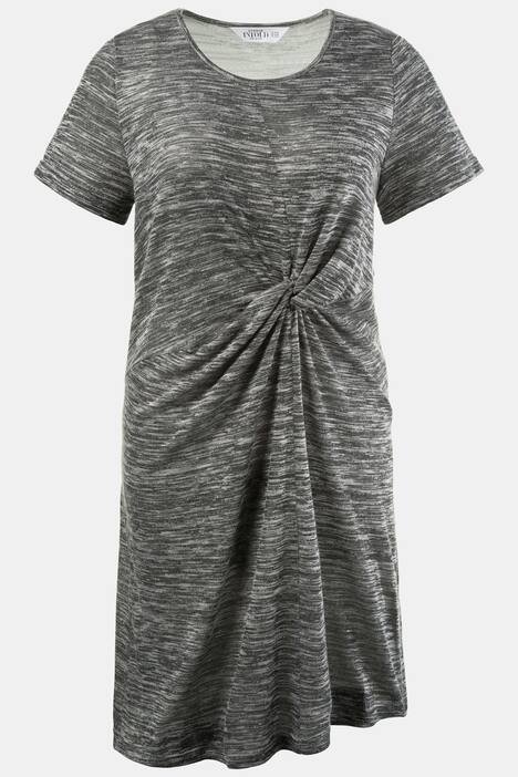 Jerseykleid, Melangeoptik, Drapierung, Halbarm