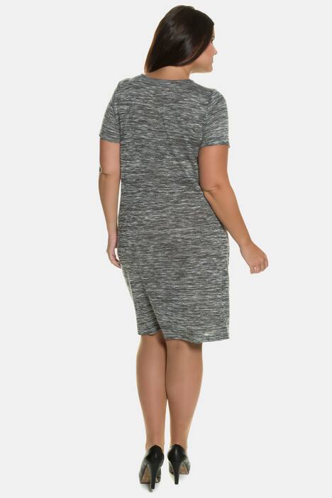 Jerseykleid, Melangeoptik, Drapierung, Halbarm