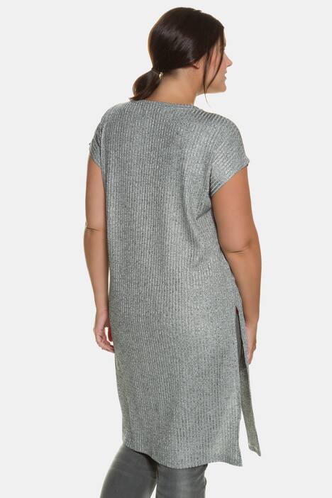 Longweste, Metallic-Effekt, weicher Rippstrick