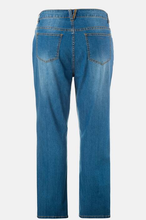 Embroidered Knee 5 Pocket Girlfriend Fit Stretch Jeans