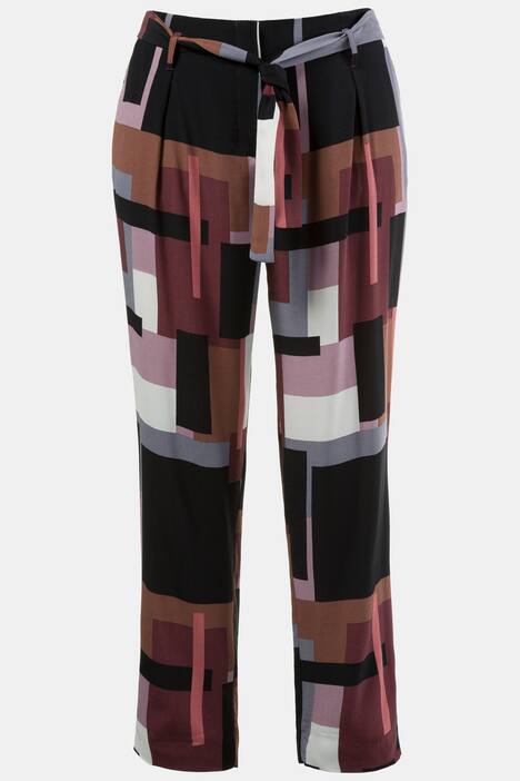 7/8-Hose, Grafikmuster, High-Waist-Form, Bundfalten