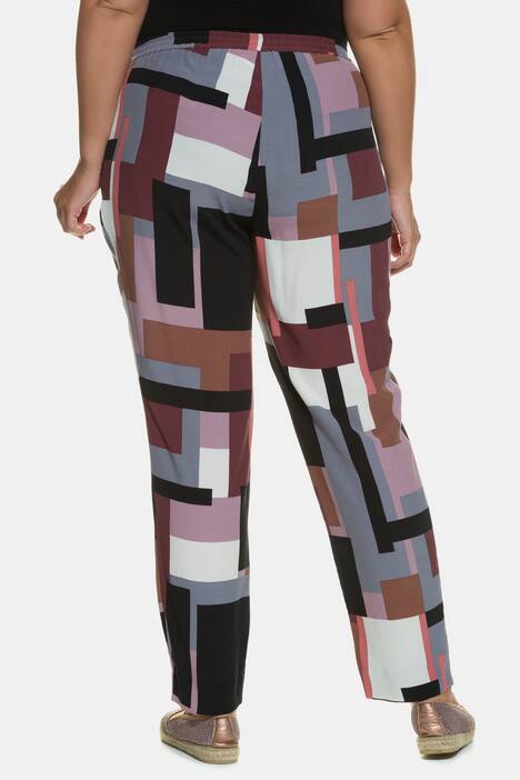 7/8-Hose, Grafikmuster, High-Waist-Form, Bundfalten