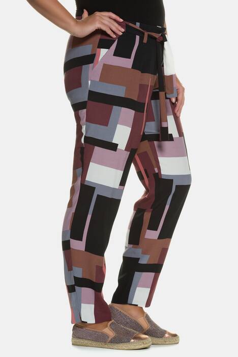 7/8-Hose, Grafikmuster, High-Waist-Form, Bundfalten