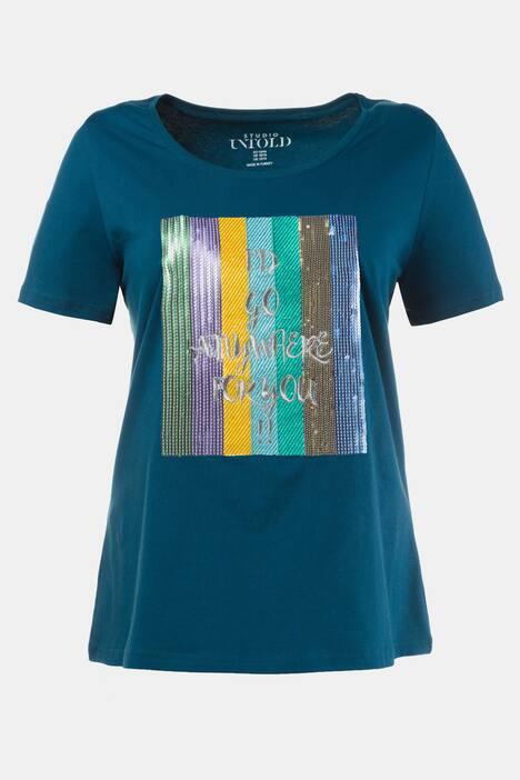 T-Shirt, Pailletten-Stickerei, Schriftzug