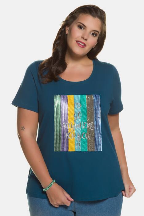 T-Shirt, Pailletten-Stickerei, Schriftzug