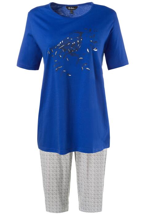 Bird Print Short Sleeve Short Cotton Knit Pajama Set