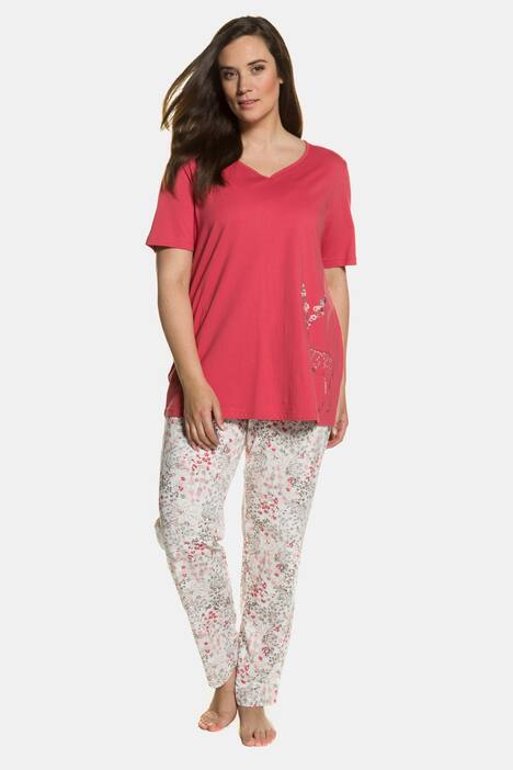 Pyjama, Hirschmotiv, geblümte Hose