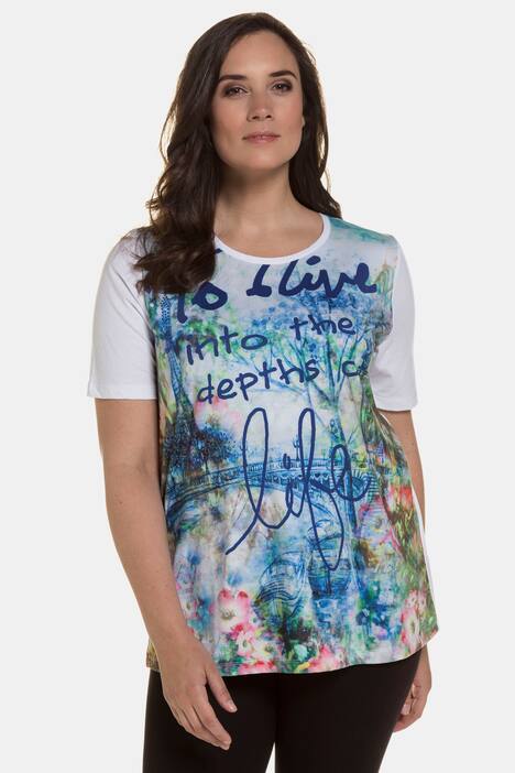 T-Shirt, Schriftmotiv, Rundhals, Elasthan
