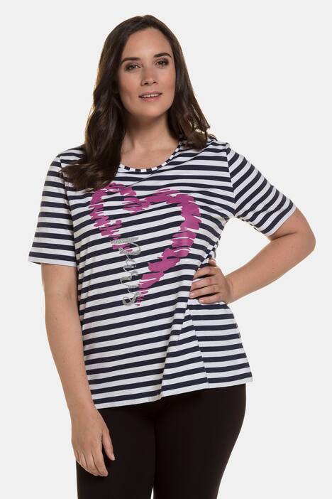 Stripe Knit Paris Heart Regular Fit Cotton Tee