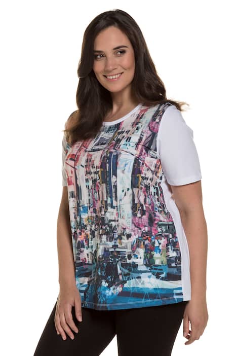 Colorful Front Print City Scene Classic Fit Cotton Tee