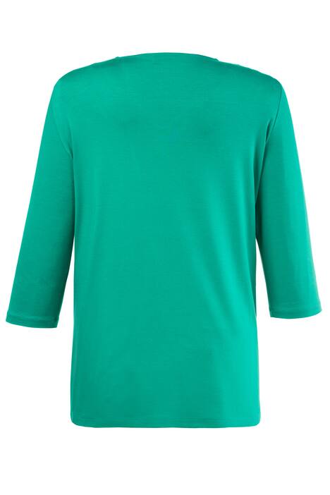 Leaf Print Inset 2 in 1 Knit Three Quarter Sleeve Top