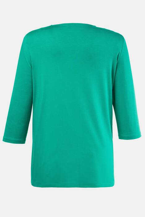 Leaf Print Inset 2 in 1 Knit Three Quarter Sleeve Top