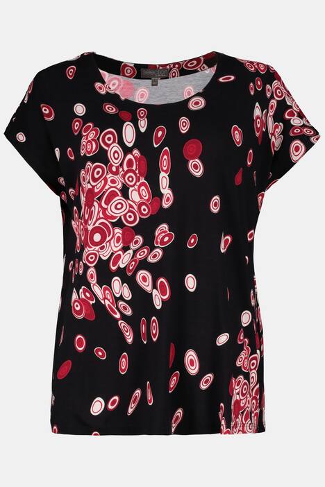 Abstract Circle In Circle Print Stretch Knit Top