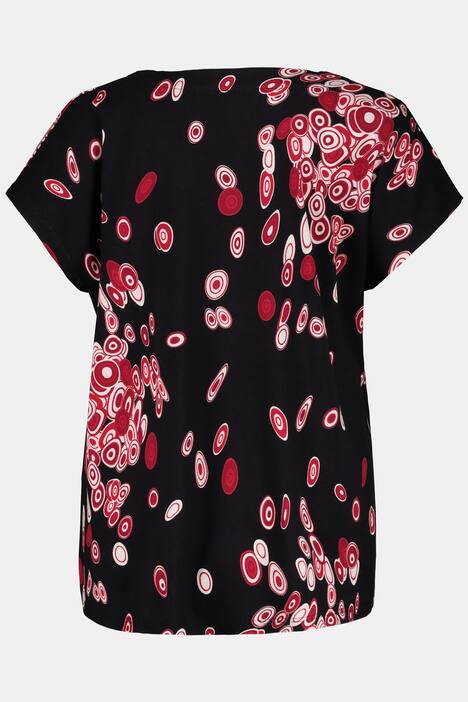 Abstract Circle In Circle Print Stretch Knit Top