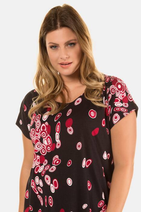 Abstract Circle In Circle Print Stretch Knit Top
