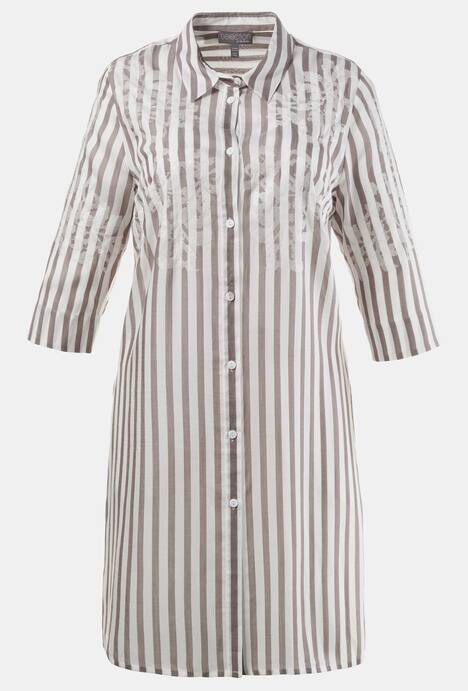 Longbluse, Streifen, Stickerei, 3/4-Arm