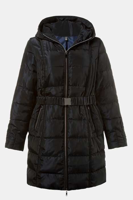 Belted Quilted Zip-off Vest Insert Jacket
