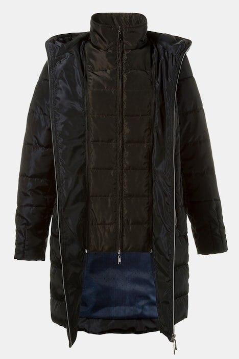 Belted Quilted Zip-off Vest Insert Jacket