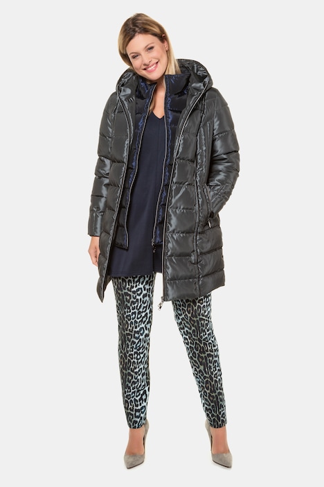 Belted Quilted Zip-off Vest Insert Jacket