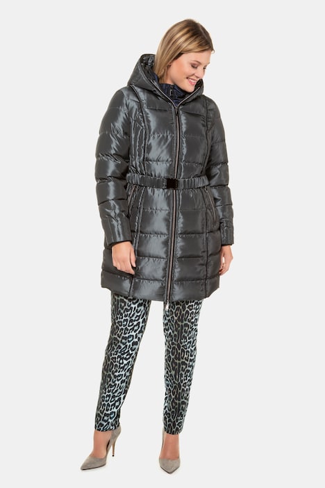 Belted Quilted Zip-off Vest Insert Jacket