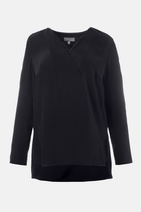 Tunika, Chiffon-Einsatz, V-Ausschnitt, hinten länger